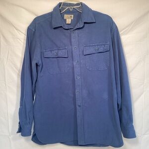 L.L. Bean Men's Blue Chamois Cotton Flannel Casual Blue Button-Down Shirt Medium